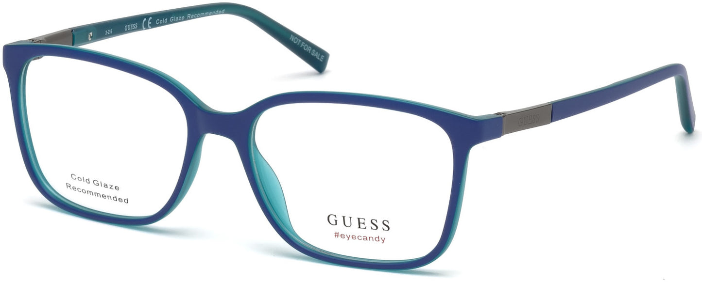 Guess GU3016 Square Eyeglasses 091-091 - Matte Blue