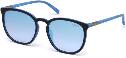 Guess GU3020 Square Sunglasses 05X-05X - Black/other / Blu Mirror