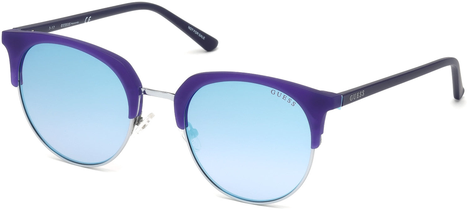 Guess GU3026 Round Sunglasses 91W-91W - Matte Blue / Gradient Blue