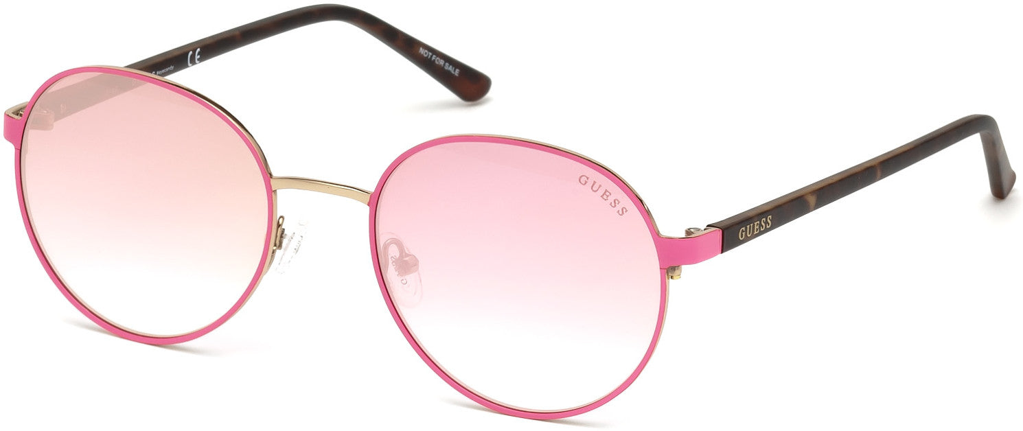 Guess GU3027 Round Sunglasses 73T-73T - Matte Pink / Gradient Bordeaux