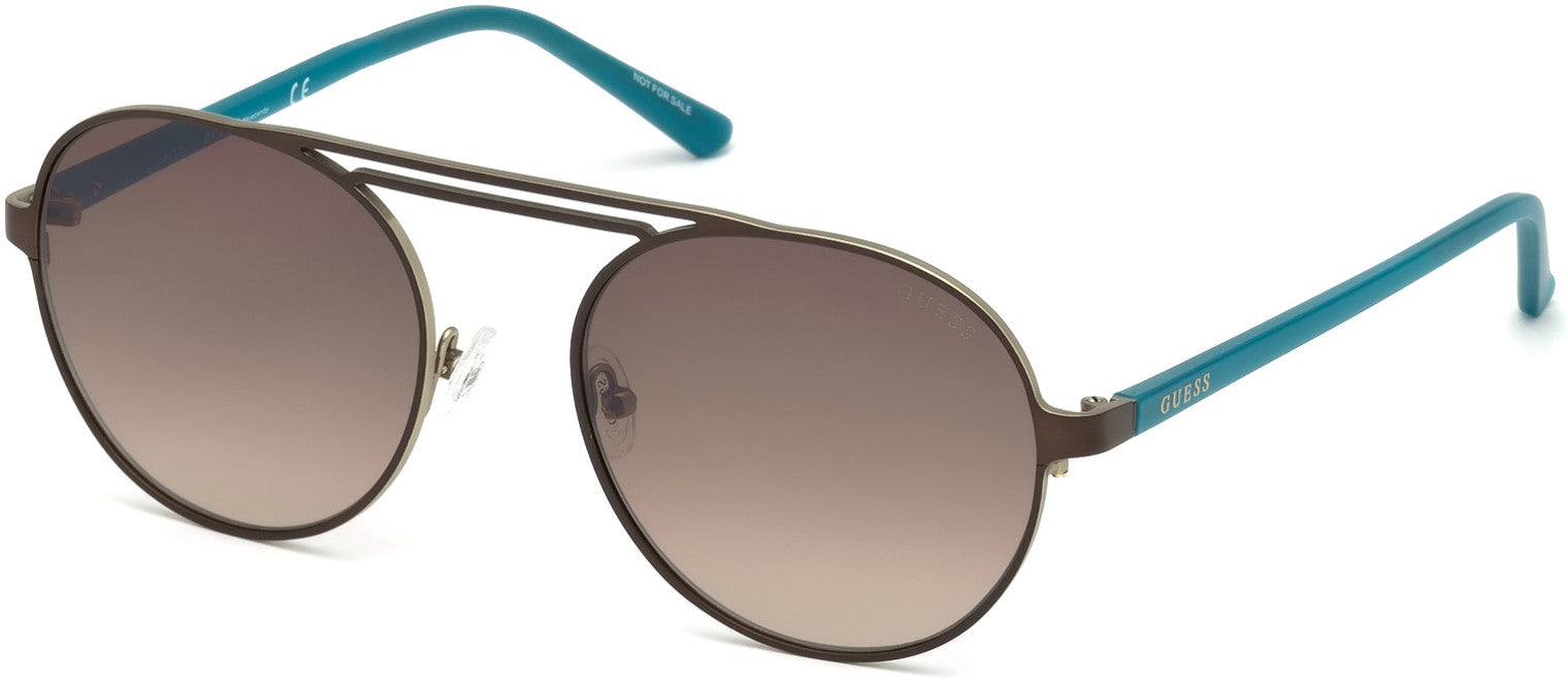 Guess GU3028 Round Sunglasses 49F-49F - Matte Dark Brown / Gradient Brown