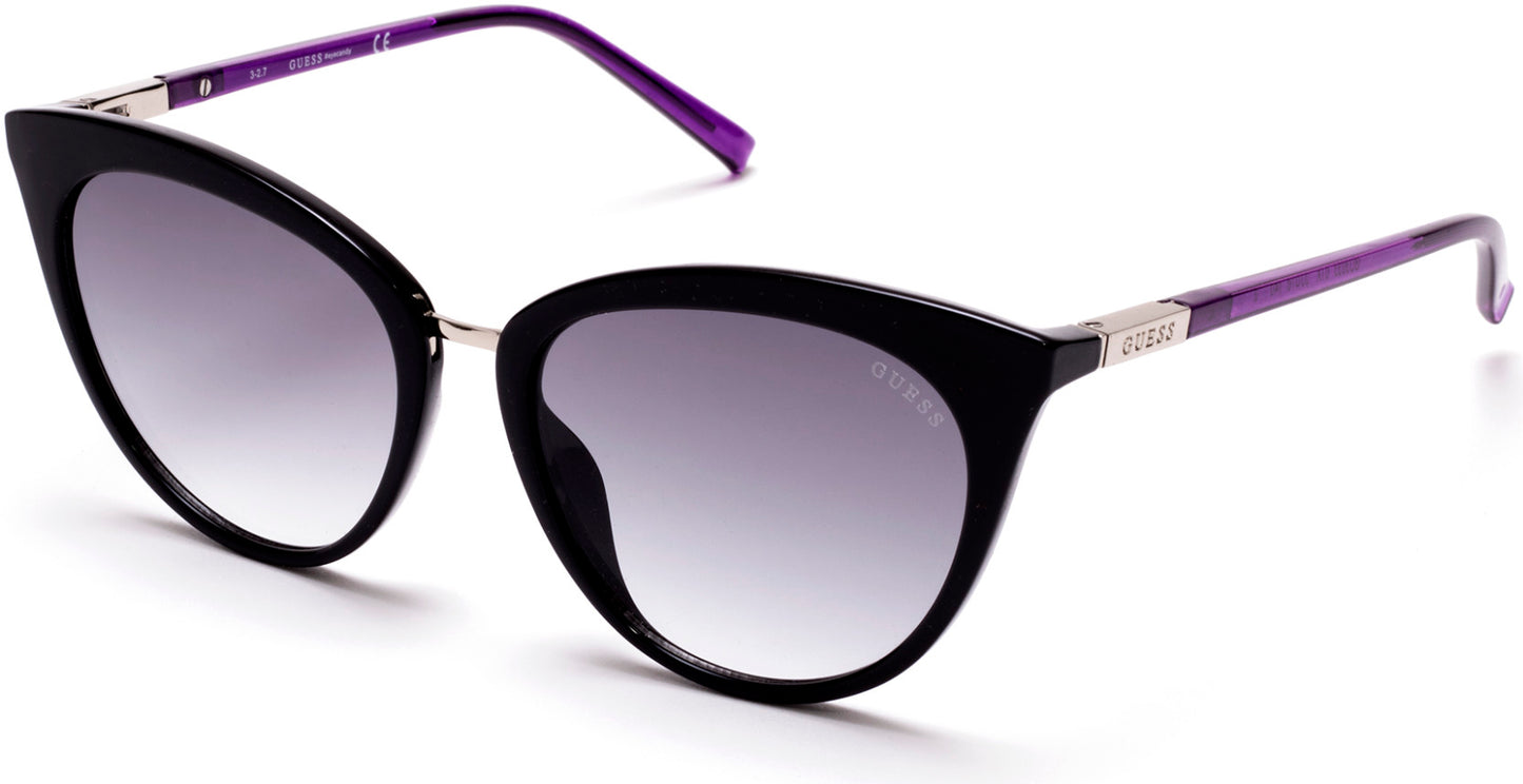 Guess GU3035 Cat Sunglasses 01X-01X - Shiny Black  / Blu Mirror