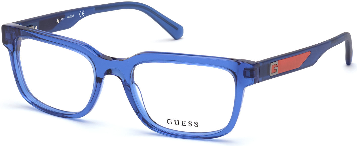 Guess GU50016 Square Eyeglasses 090-090 - Shiny Blue