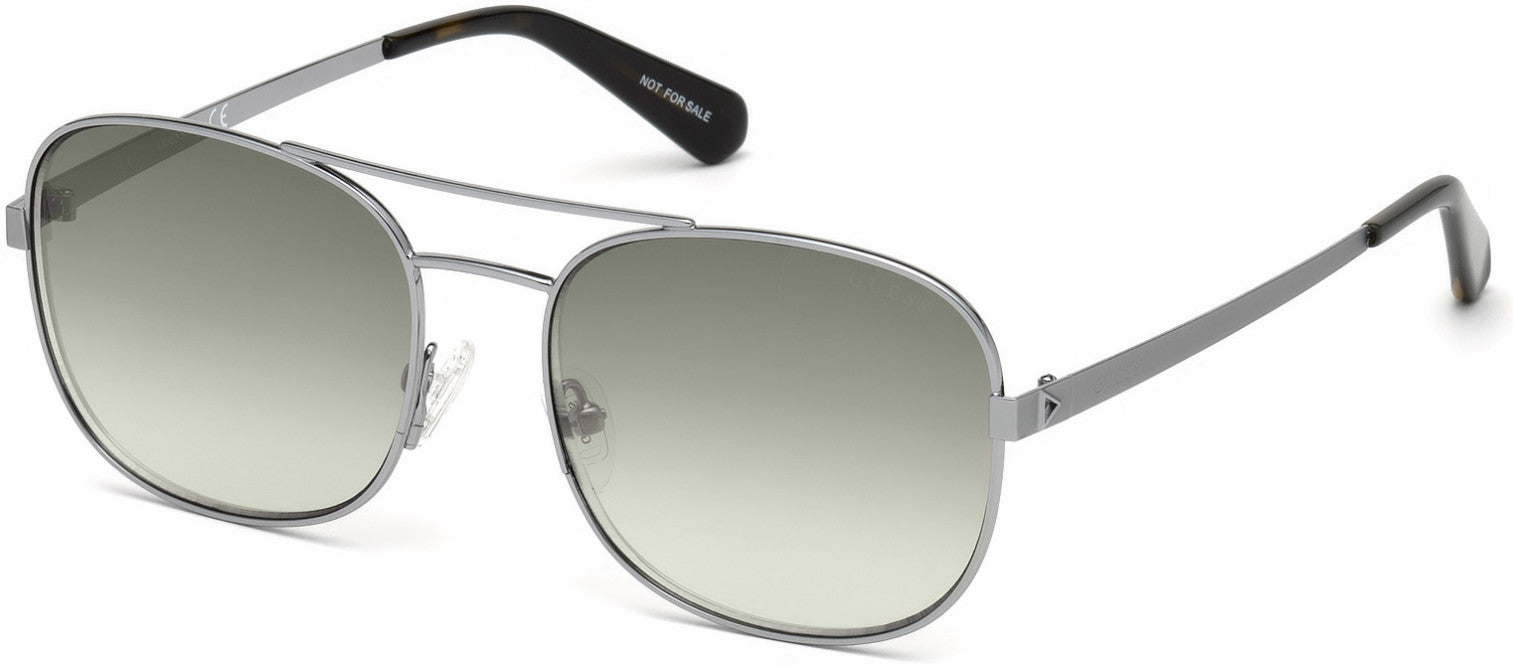 Guess GU5201 Pilot Sunglasses 06Q-06Q - Shiny Dark Nickeltin / Green Mirror