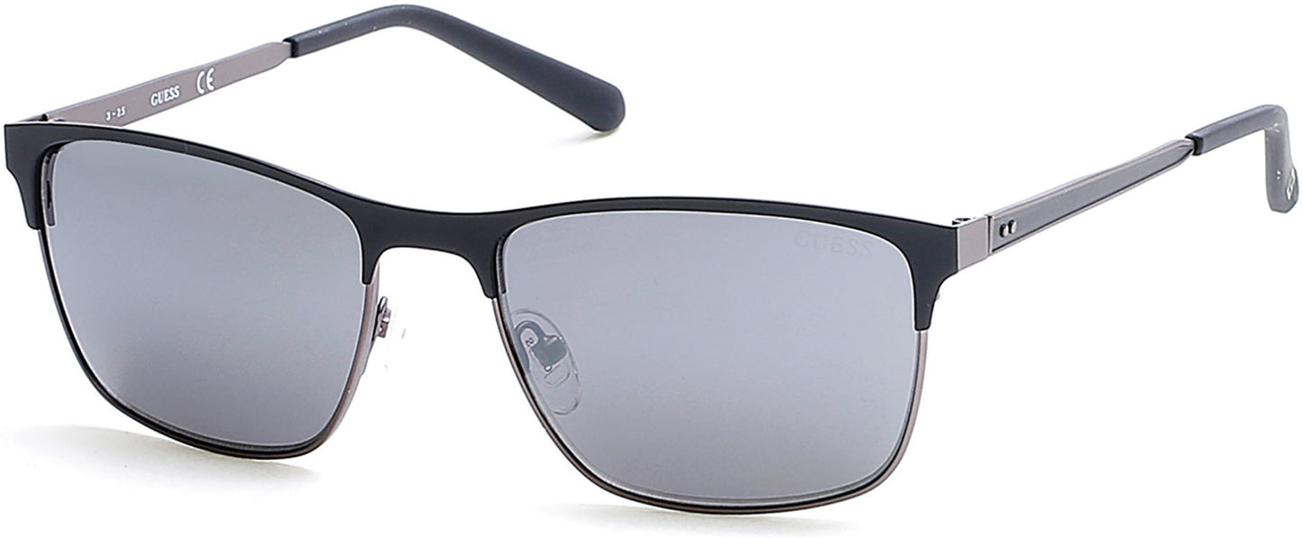 Guess GU6878 Geometric Sunglasses 02C-02C - Matte Black / Smoke Mirror