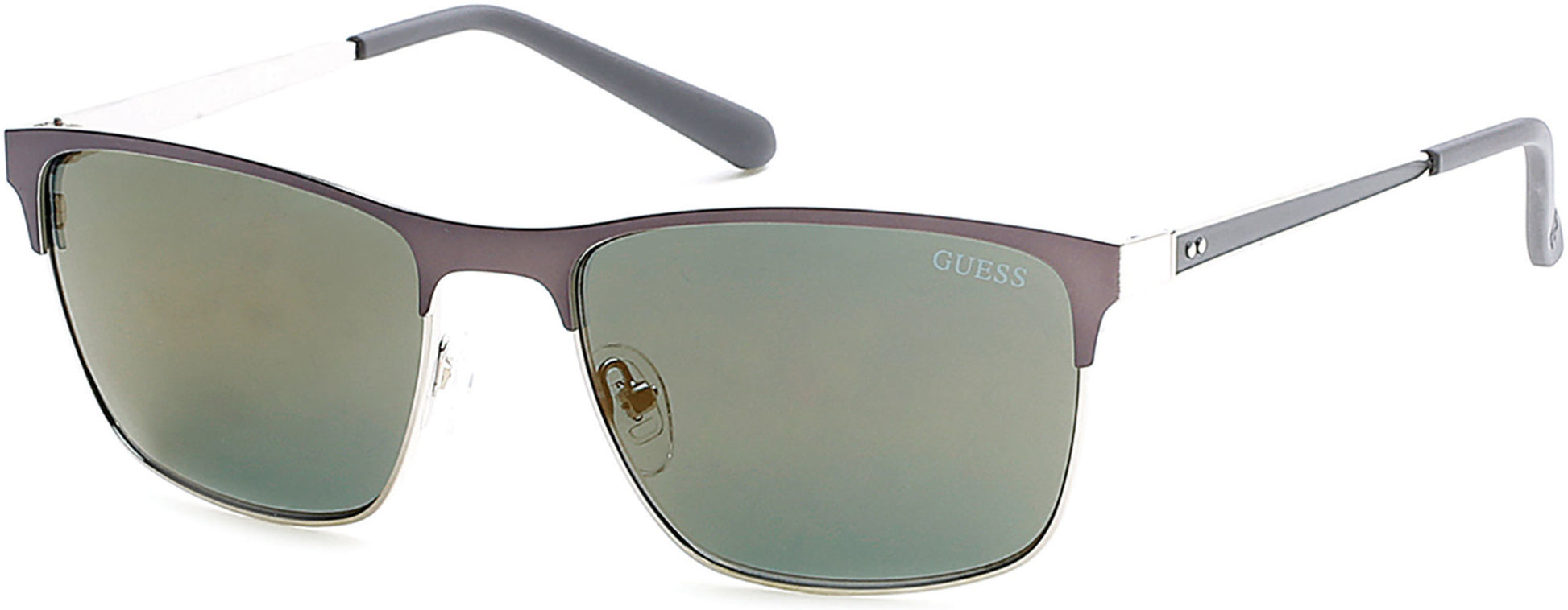 Guess GU6878 Geometric Sunglasses 09N-09N - Matte Gunmetal  / Green