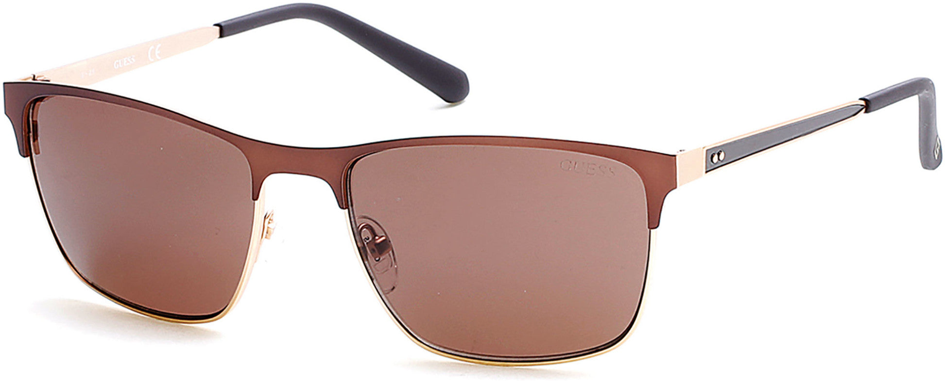 Guess GU6878 Geometric Sunglasses 49E-49E - Matte Dark Brown / Brown