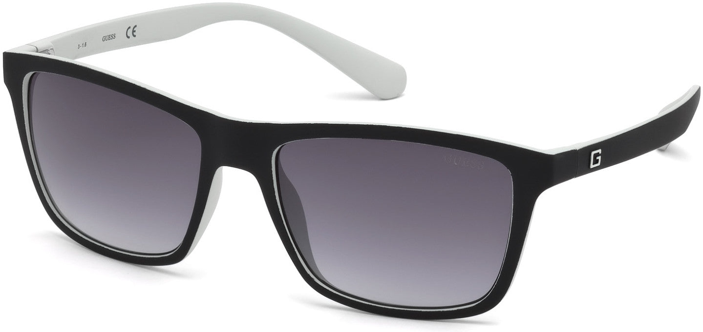 Guess GU6889 Geometric Sunglasses 04D-04D - Black/white / Smoke Polarized