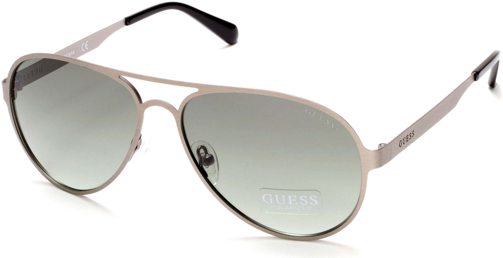 Guess GU6897 Aviator Sunglasses 09R-09R - Matte Gunmetal  / Green Polarized