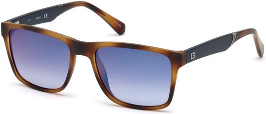 Guess GU6928 Geometric Sunglasses 53X-53X - Blonde Havana / Blu Mirror - Back Order until 