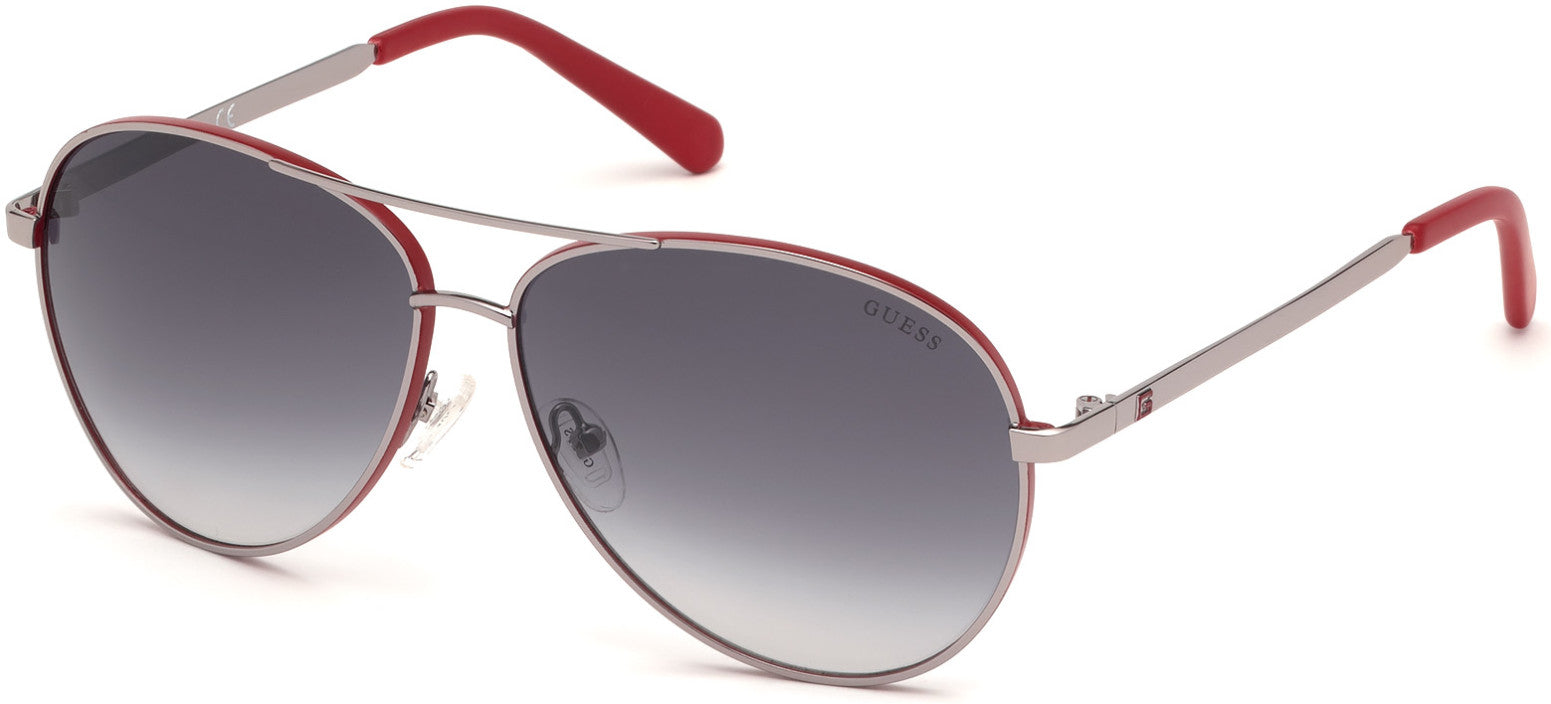 Guess GU6948 Pilot Sunglasses 06B-06B - Shiny Dark Nickeltin / Gradient Smoke