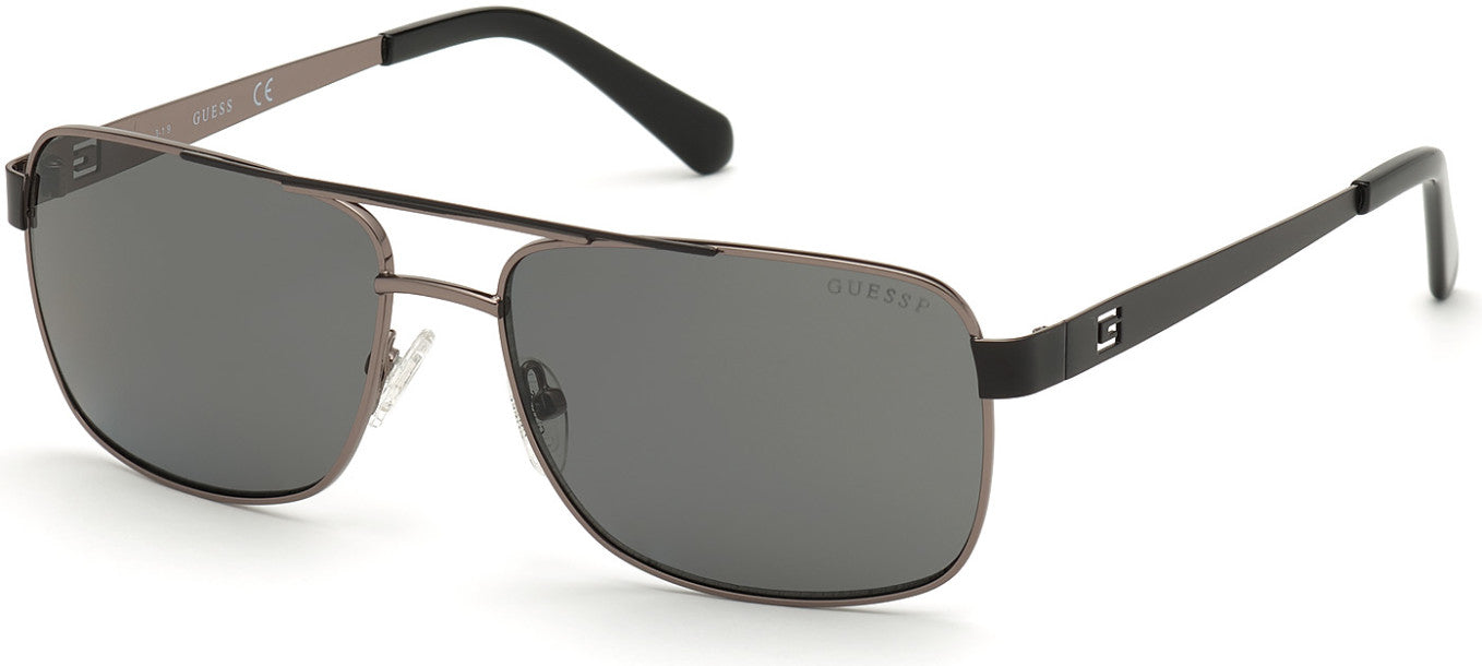 Guess GU6968 Navigator Sunglasses 08D-08D - Shiny Gunmetal  / Smoke Polarized
