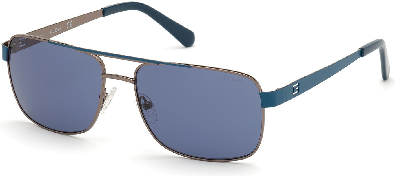 Guess GU6968 Navigator Sunglasses 08V-08V - Shiny Gunmetal  / Blue