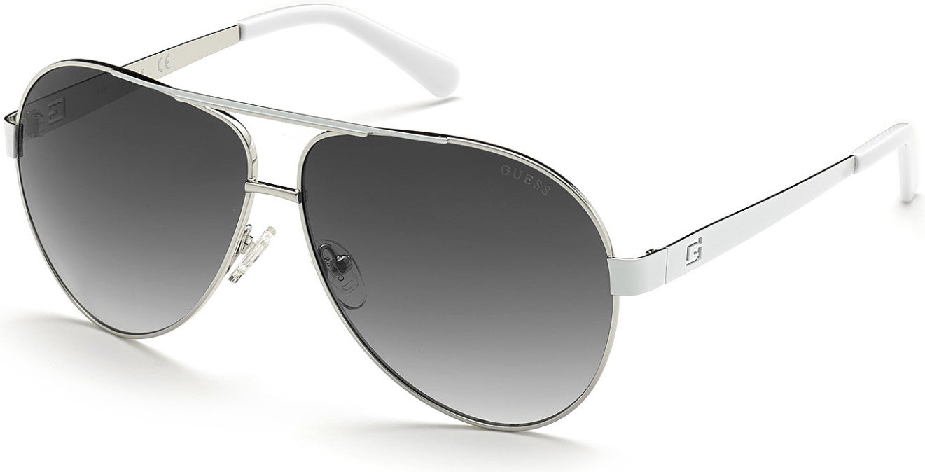 Guess GU6969 Pilot Sunglasses 10C-10C - Shiny Light Nickeltin / Smoke Mirror