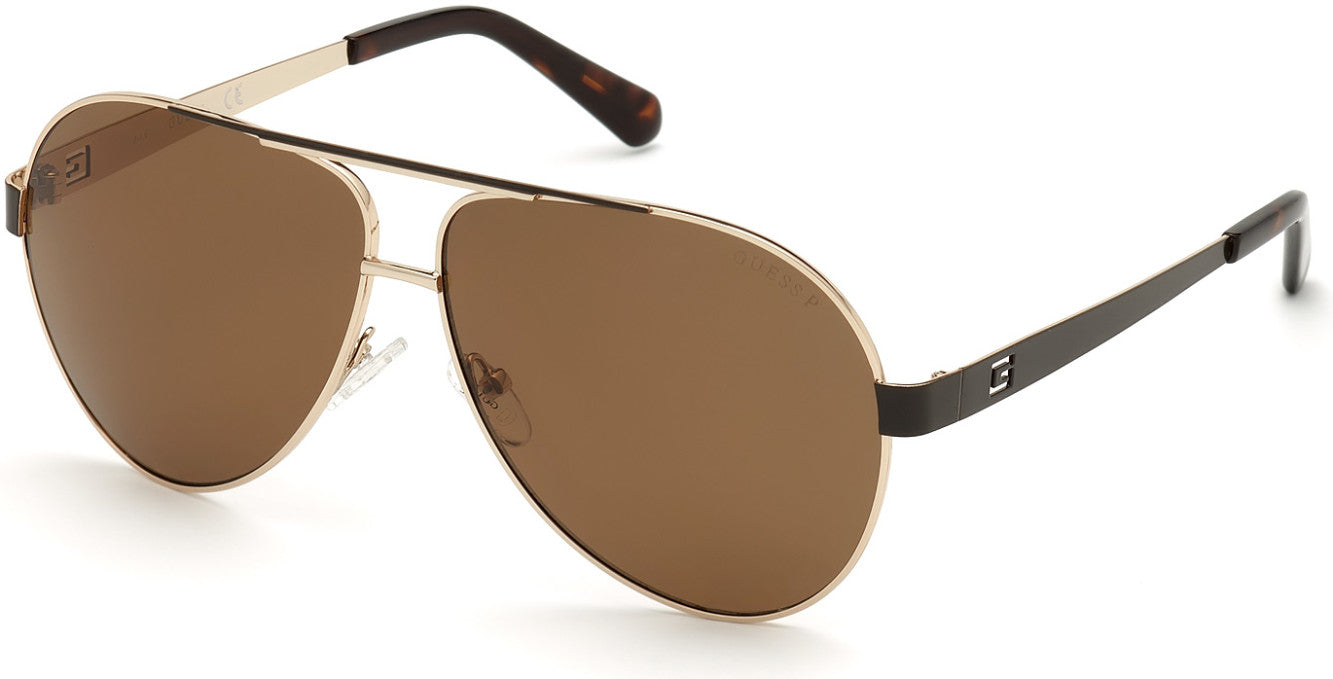 Guess GU6969 Pilot Sunglasses 32H-32H - Gold / Brown Polarized