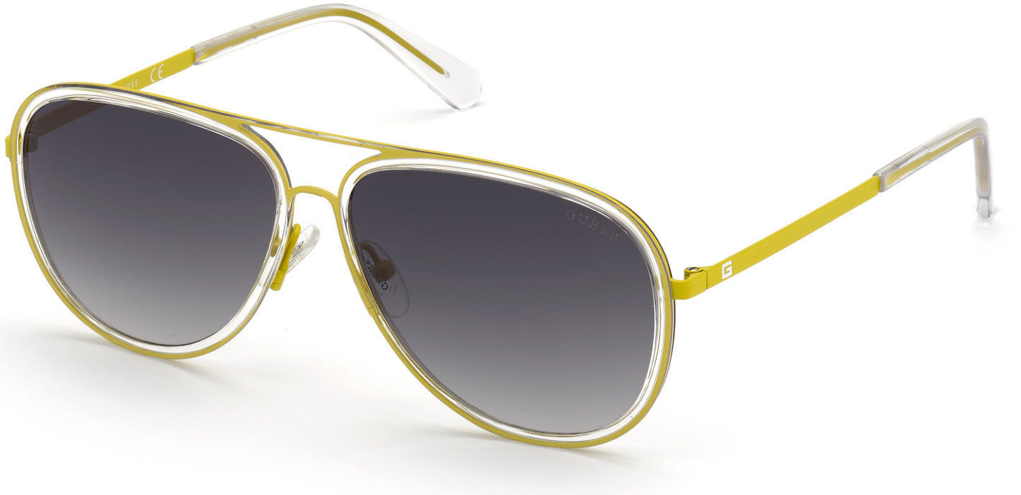 Guess GU6982 Pilot Sunglasses 39C-39C - Shiny Yellow / Smoke Mirror