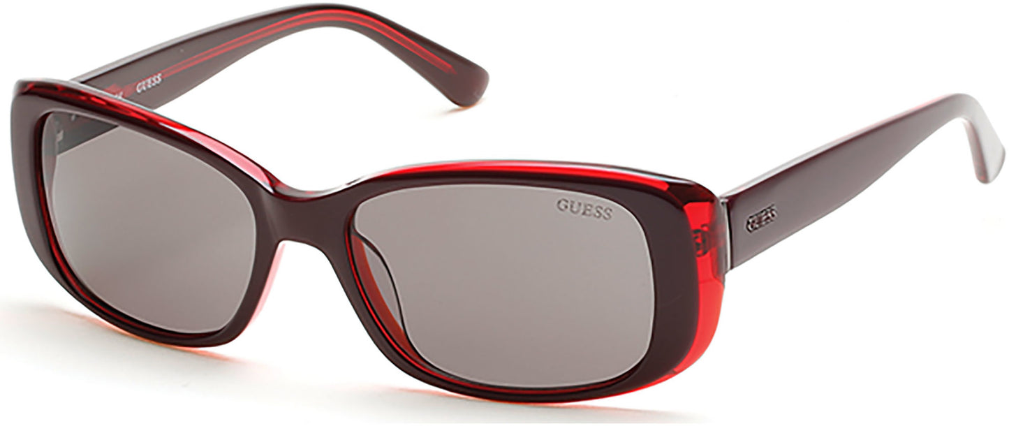 Guess GU7408 Rectangular Sunglasses 69A-69A - Shiny Bordeaux / Smoke