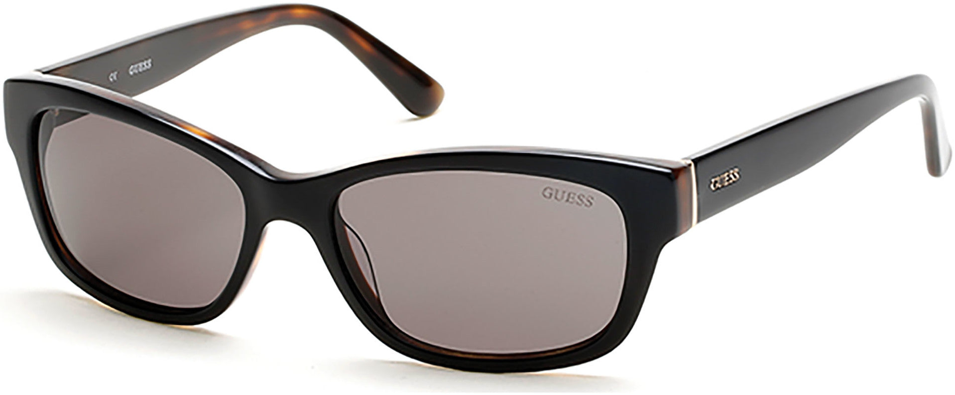 Guess GU7409 Geometric Sunglasses 01A-01A - Shiny Black  / Smoke