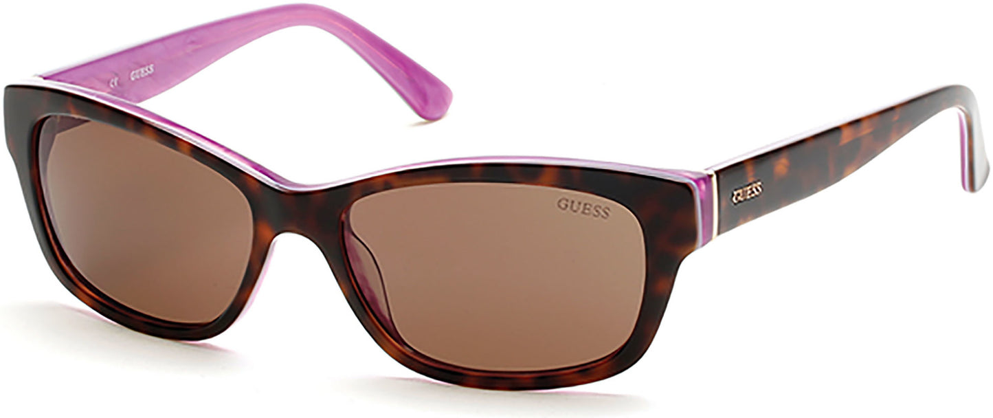 Guess GU7409 Geometric Sunglasses 52E-52E - Dark Havana / Brown