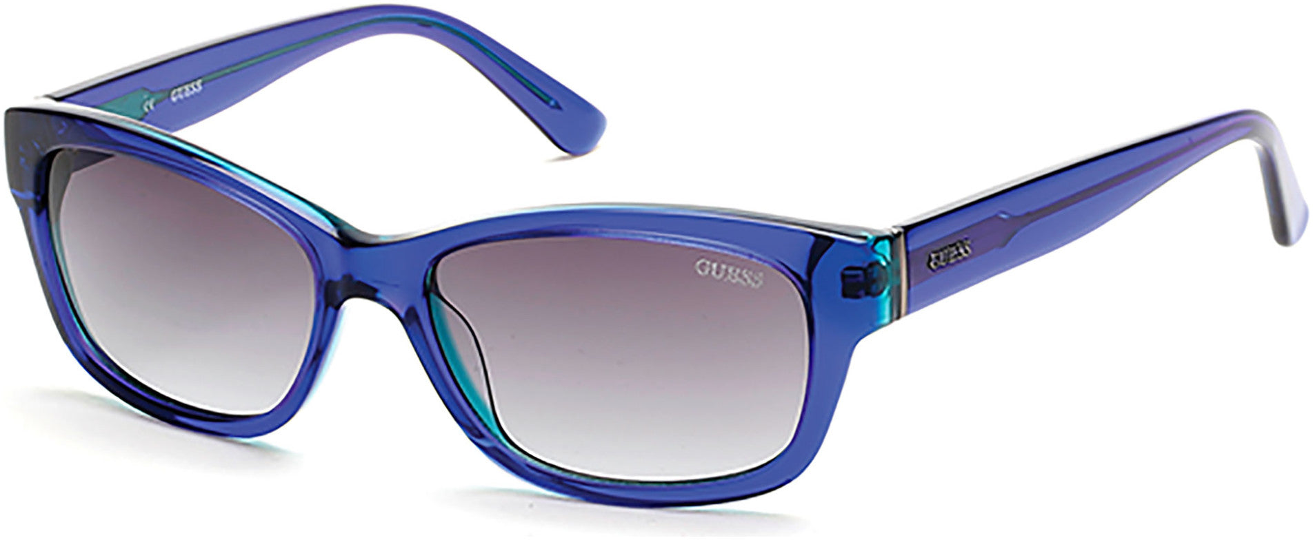 Guess GU7409 Geometric Sunglasses 90X-90X - Shiny Blue / Blu Mirror