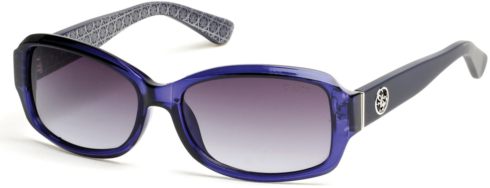 Guess GU7410 Rectangular Sunglasses 90C-90C - Shiny Blue / Smoke Mirror