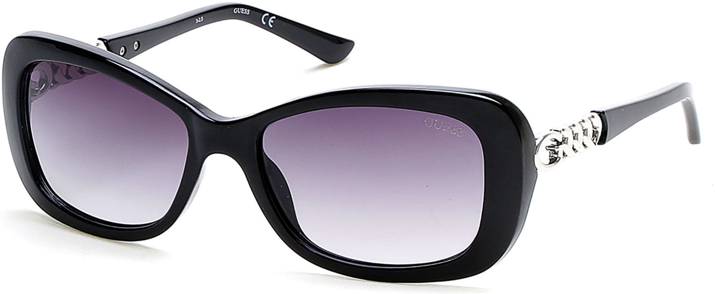 Guess GU7453 Geometric Sunglasses 01B-01B - Shiny Black  / Gradient Smoke