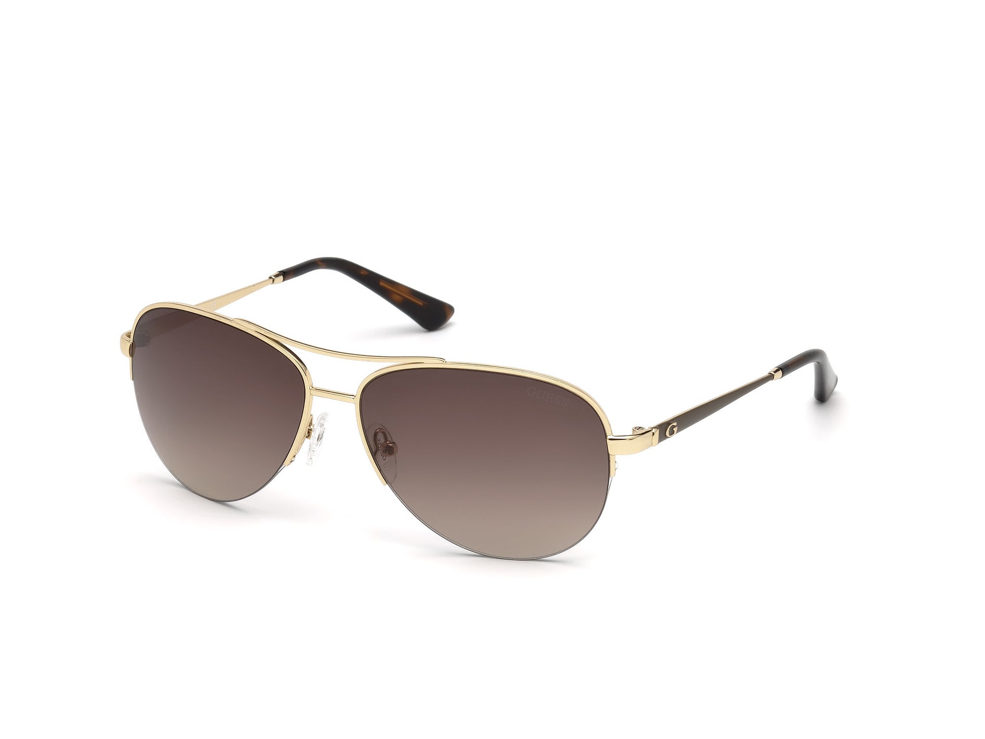 Guess GU7468 Pilot Sunglasses 32F-32F - Gold, Matte Brown Over Shiny Gold, Brown Gradient Lens