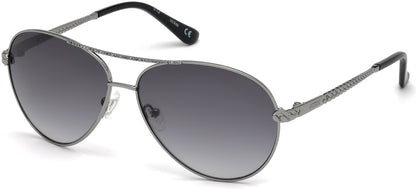 Guess GU7470-S Pilot Sunglasses 08B-08B - Shiny Gunmetal With Jet Hematite Stones/smoke Gradient Lens
