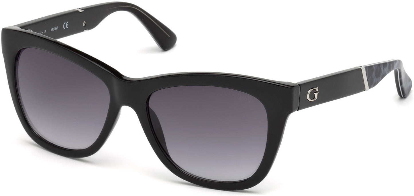 Guess GU7472 Geometric Sunglasses 01B-01B - Shiny Black  / Gradient Smoke