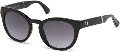 Guess GU7473 Round Sunglasses 01B-01B - Shiny Black  / Gradient Smoke