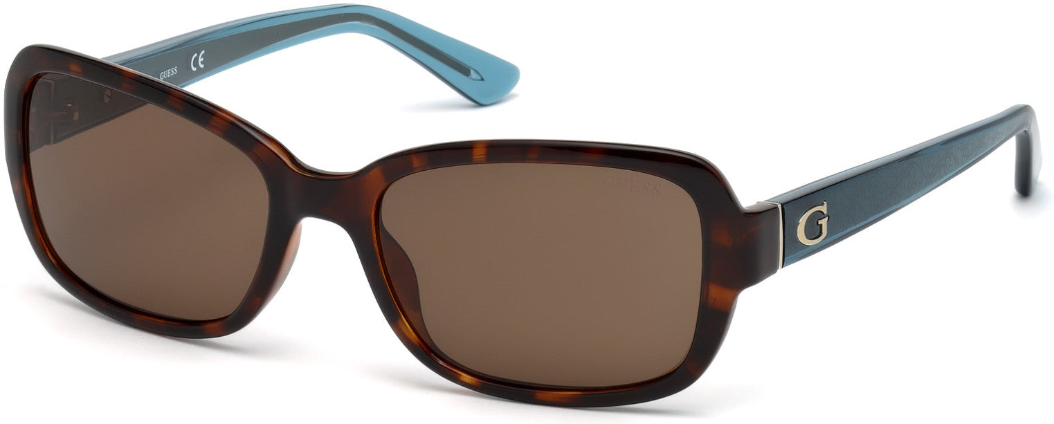 Guess GU7474 Geometric Sunglasses 52E-52E - Dark Havana / Brown
