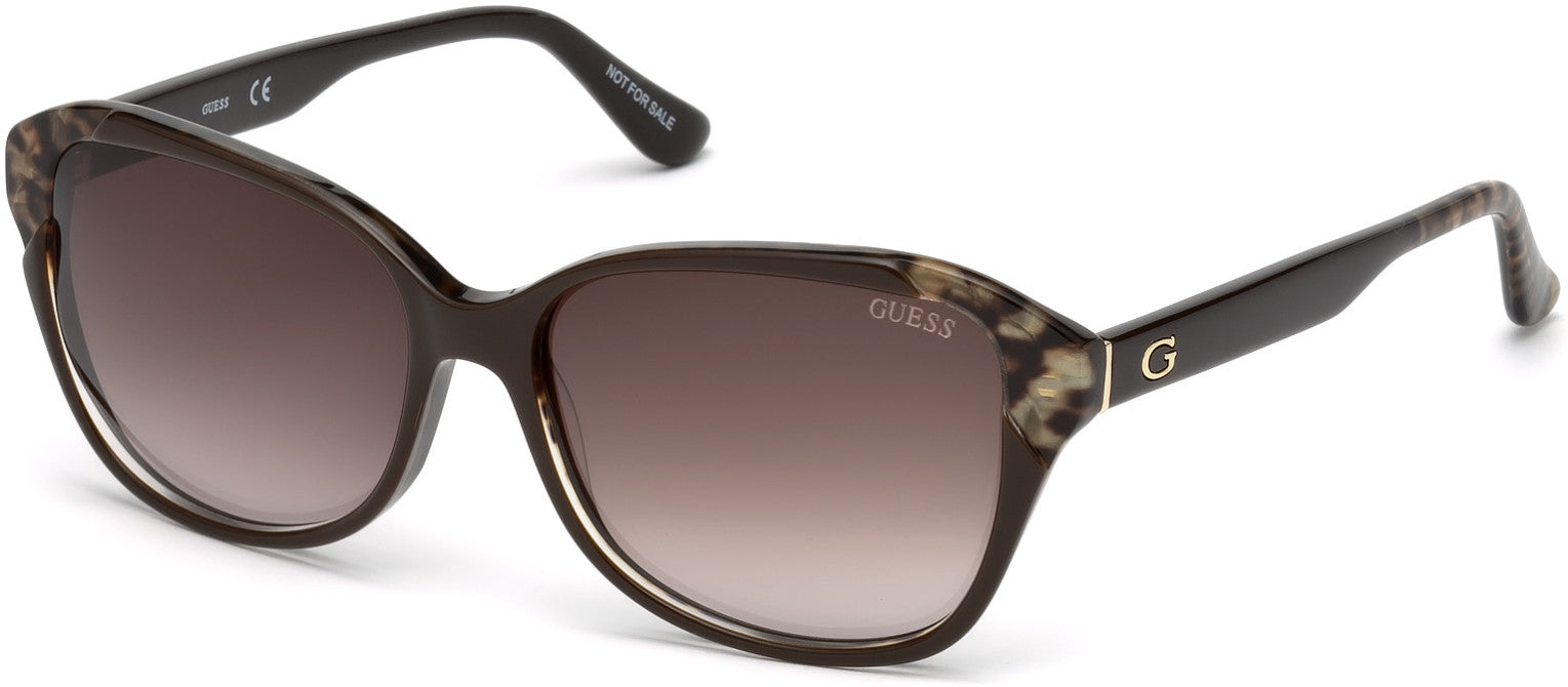 Guess GU7510 Geometric Sunglasses 48F-48F - Shiny Dark Brown / Gradient Brown