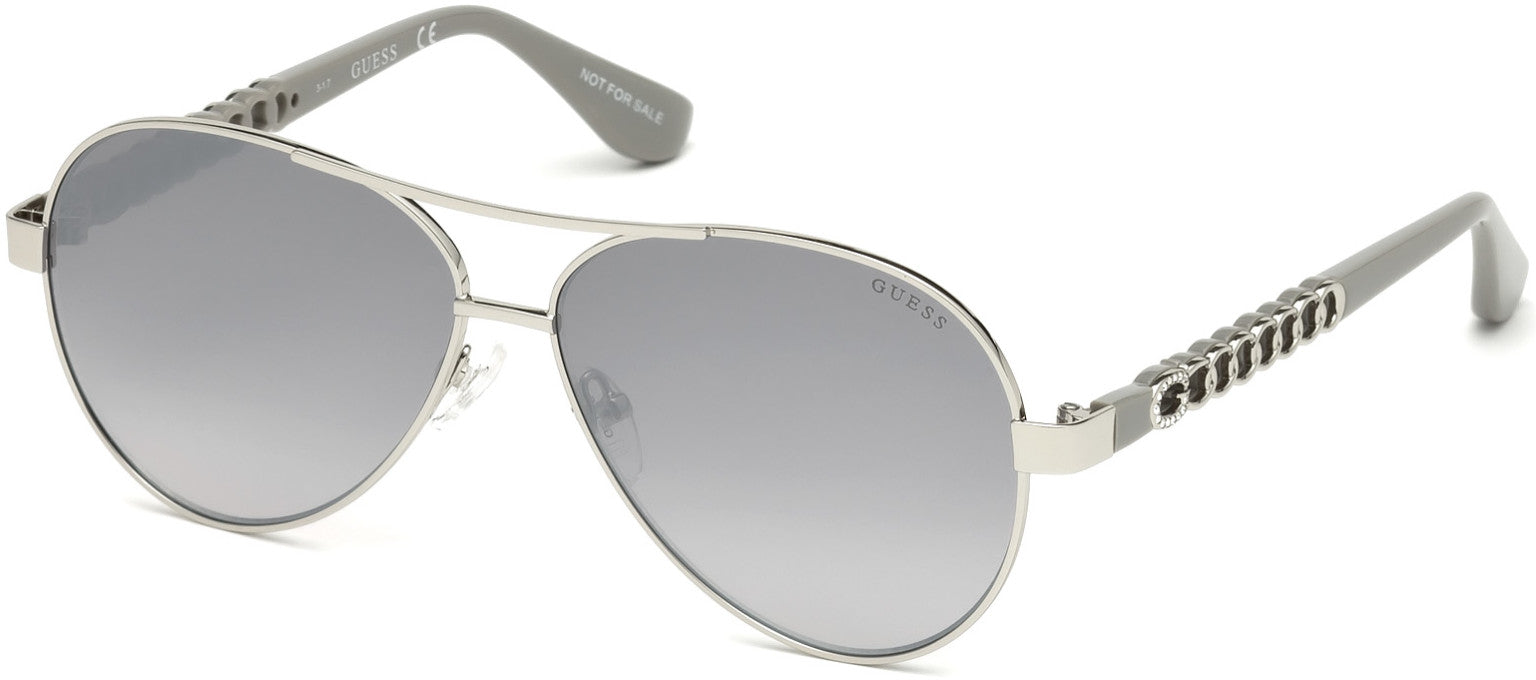 Guess GU7518-S Pilot Sunglasses 10C-10C - Shiny Light Nickeltin / Smoke Mirror
