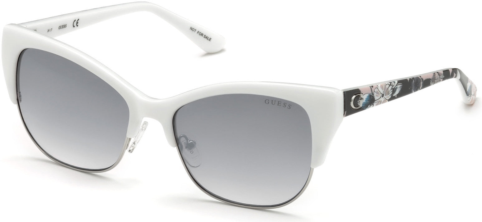 Guess GU7523 Cat Sunglasses 21X-21X - White / Blue Mirror Lenses