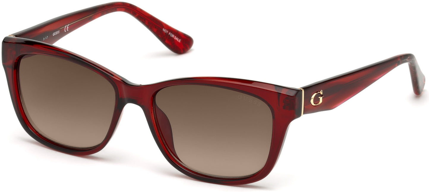 Guess GU7538 Rectangular Sunglasses 66F-66F - Shiny Red / Gradient Brown