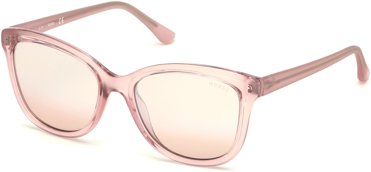 Guess GU7627 Geometric Sunglasses 74U-74U - Pink  / Bordeaux Mirror Lenses