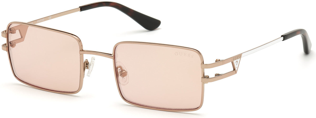 Guess GU7660 Square Sunglasses 28U-28U - Shiny Rose Gold / Bordeaux Mirror