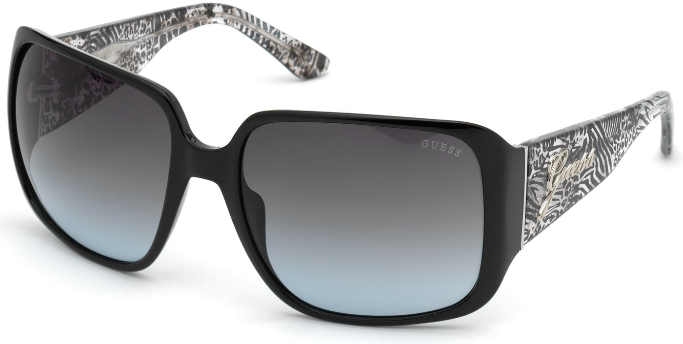 Guess GU7682 Square Sunglasses 01B-01B - Shiny Black  / Gradient Smoke
