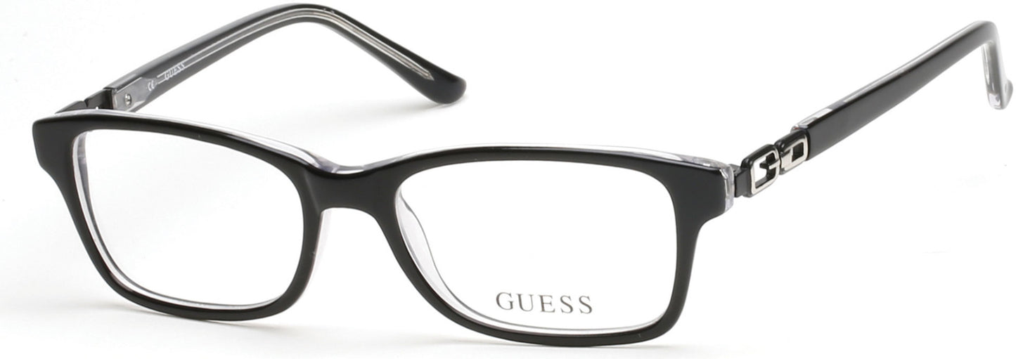 Guess GU9131 Rectangular Eyeglasses 003-003 - Black/crystal
