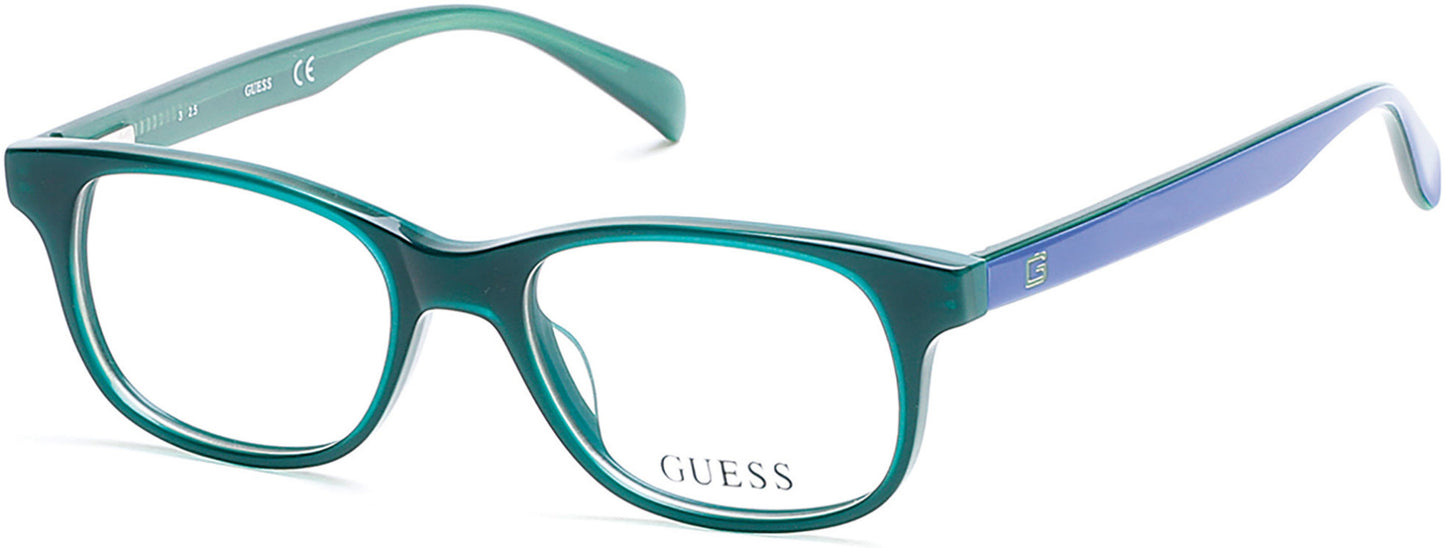 Guess GU9163 Geometric Eyeglasses 096-096 - Shiny Dark Green