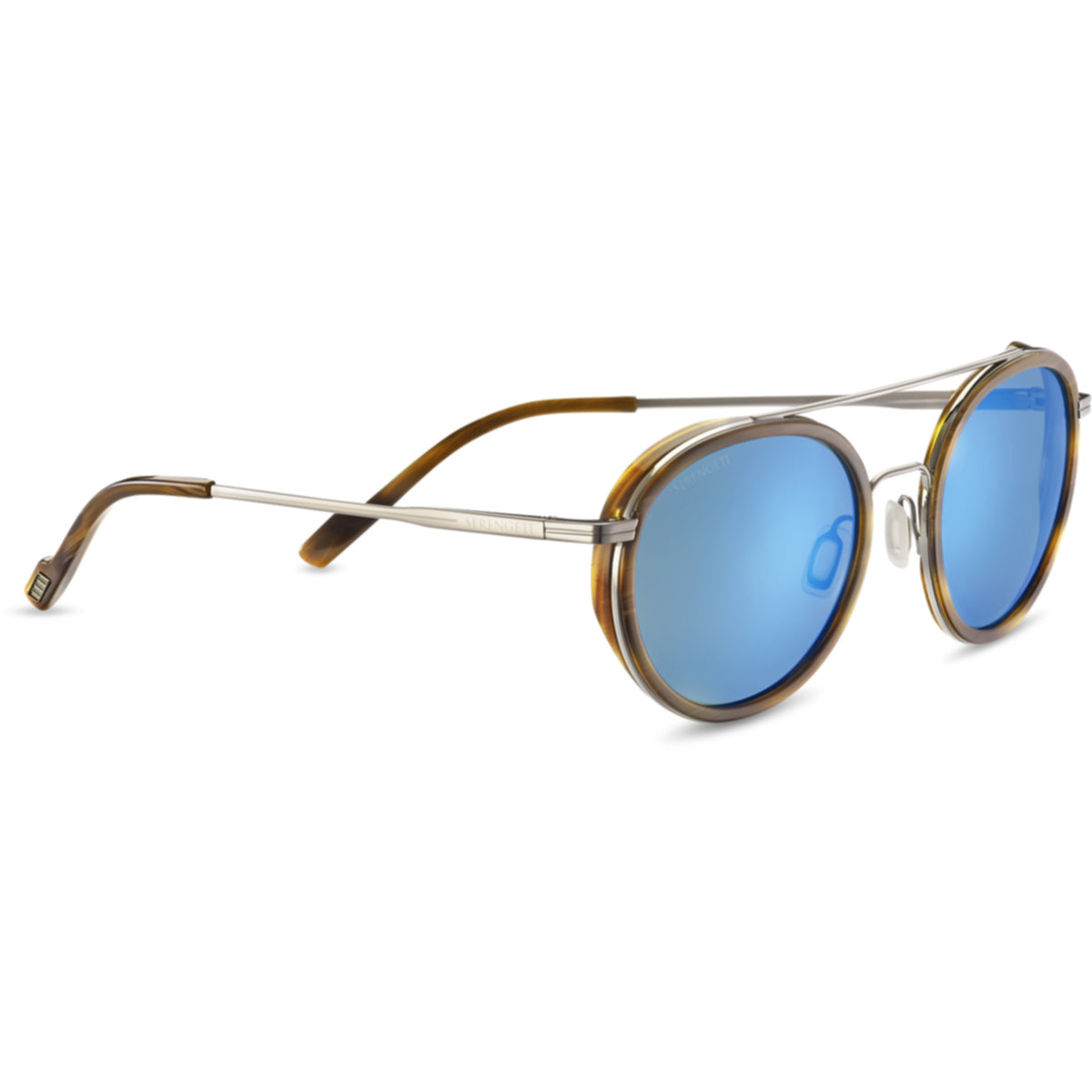 Serengeti Geary Sunglasses  Shiny Gunmetal Brown Buffalo Acetate Medium, Large