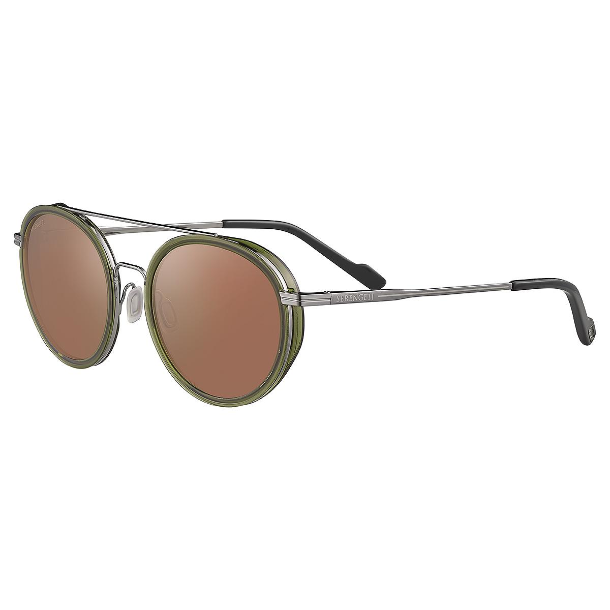 Serengeti Geary Sunglasses  Shiny Gunmetal  Shiny Dark Green Acetate Medium, Large