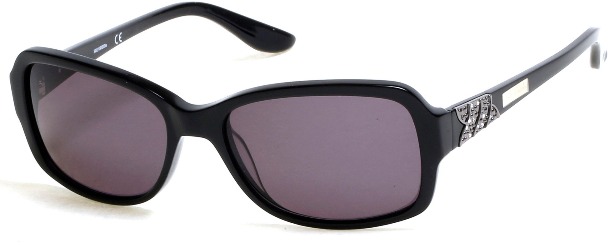 Harley-Davidson HD0300X Round Sunglasses 01A-01A - Shiny Black  / Smoke