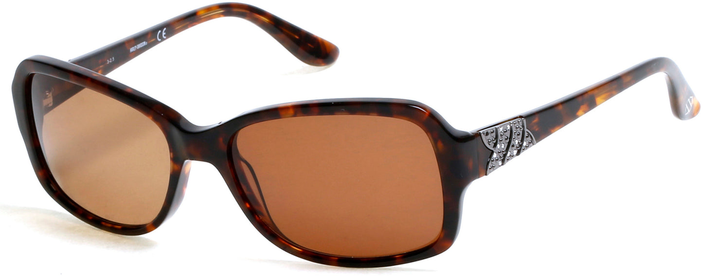 Harley-Davidson HD0300X Round Sunglasses 52E-52E - Dark Havana / Brown