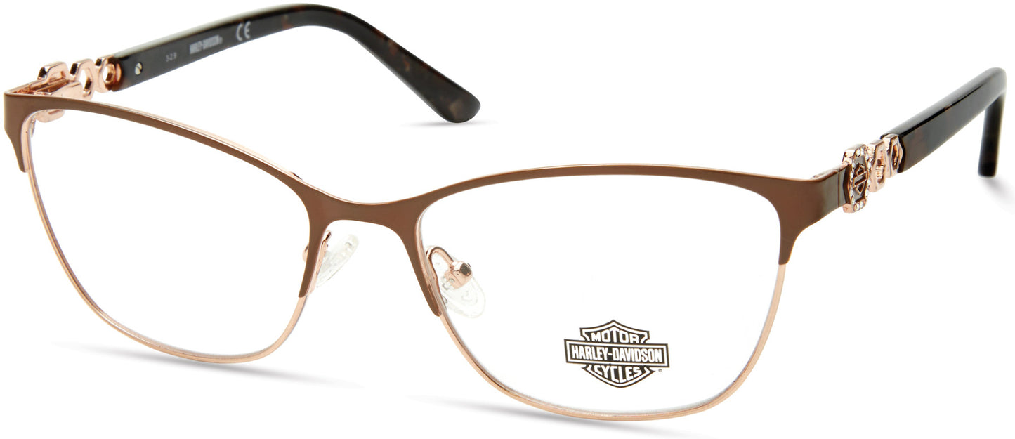 Harley-Davidson HD0553 Rectangular Eyeglasses 048-048 - Shiny Dark Brown