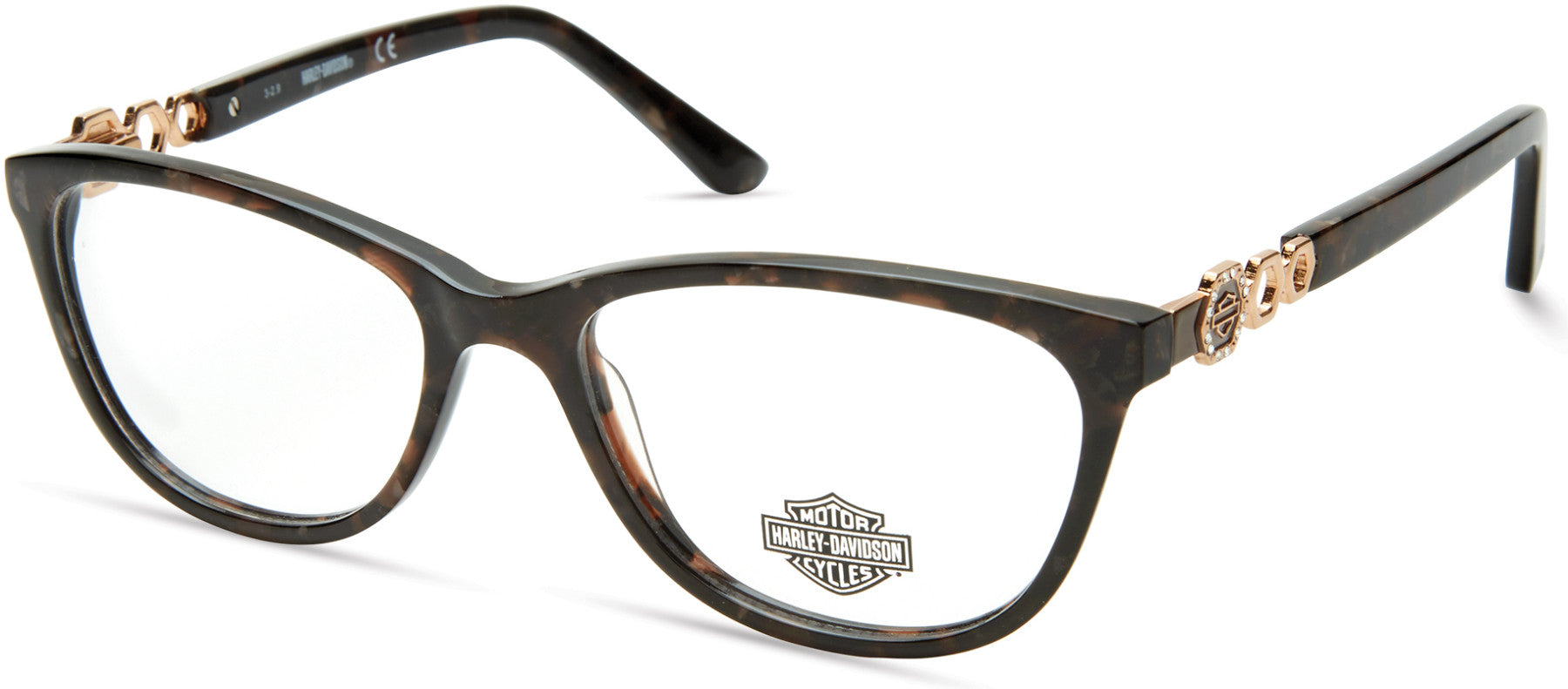 Harley-Davidson HD0554 Rectangular Eyeglasses 048-048 - Shiny Dark Brown