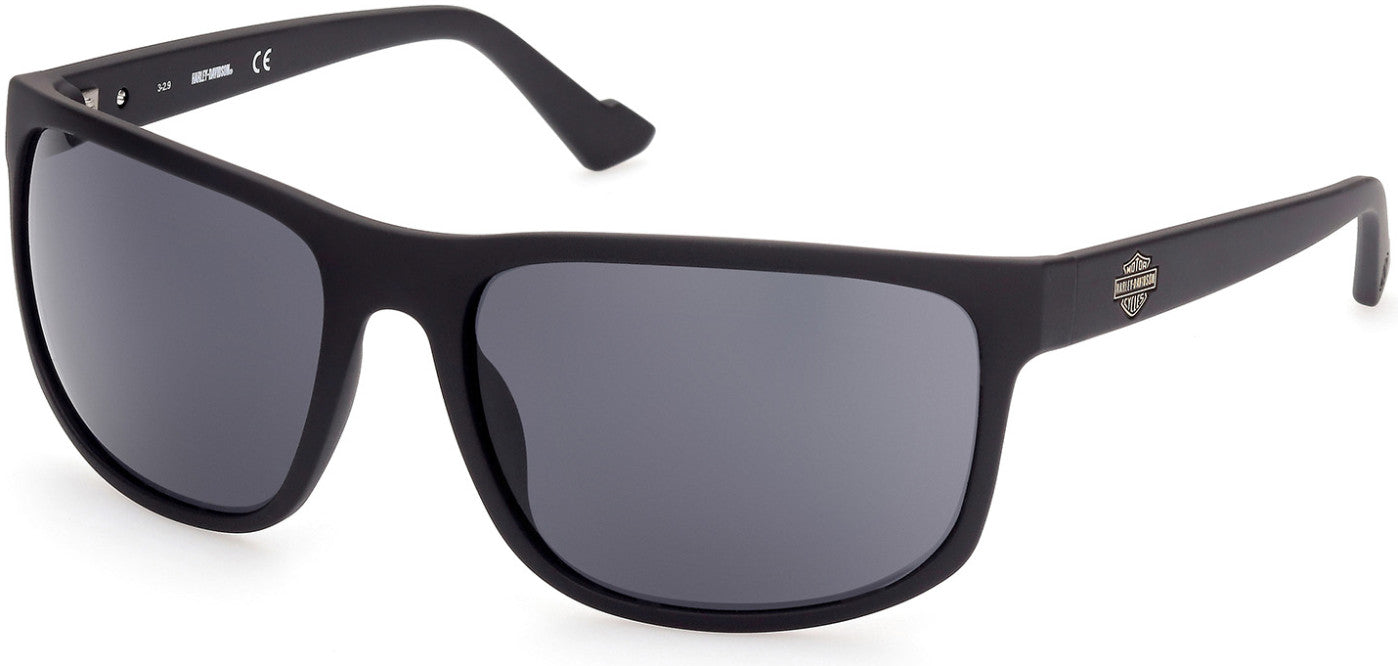 Harley-Davidson HD0947X Square Sunglasses 02A-02A - Matte Black / Smoke