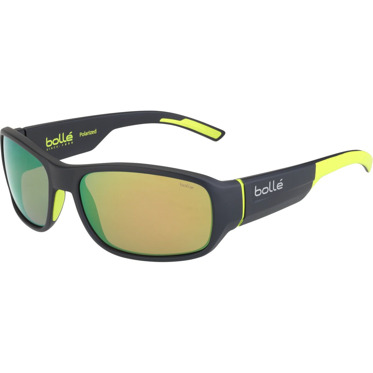 Bolle Heron Sunglasses  Matte Dark Grey Yellow Hd Polarized Brown Emerald One Size