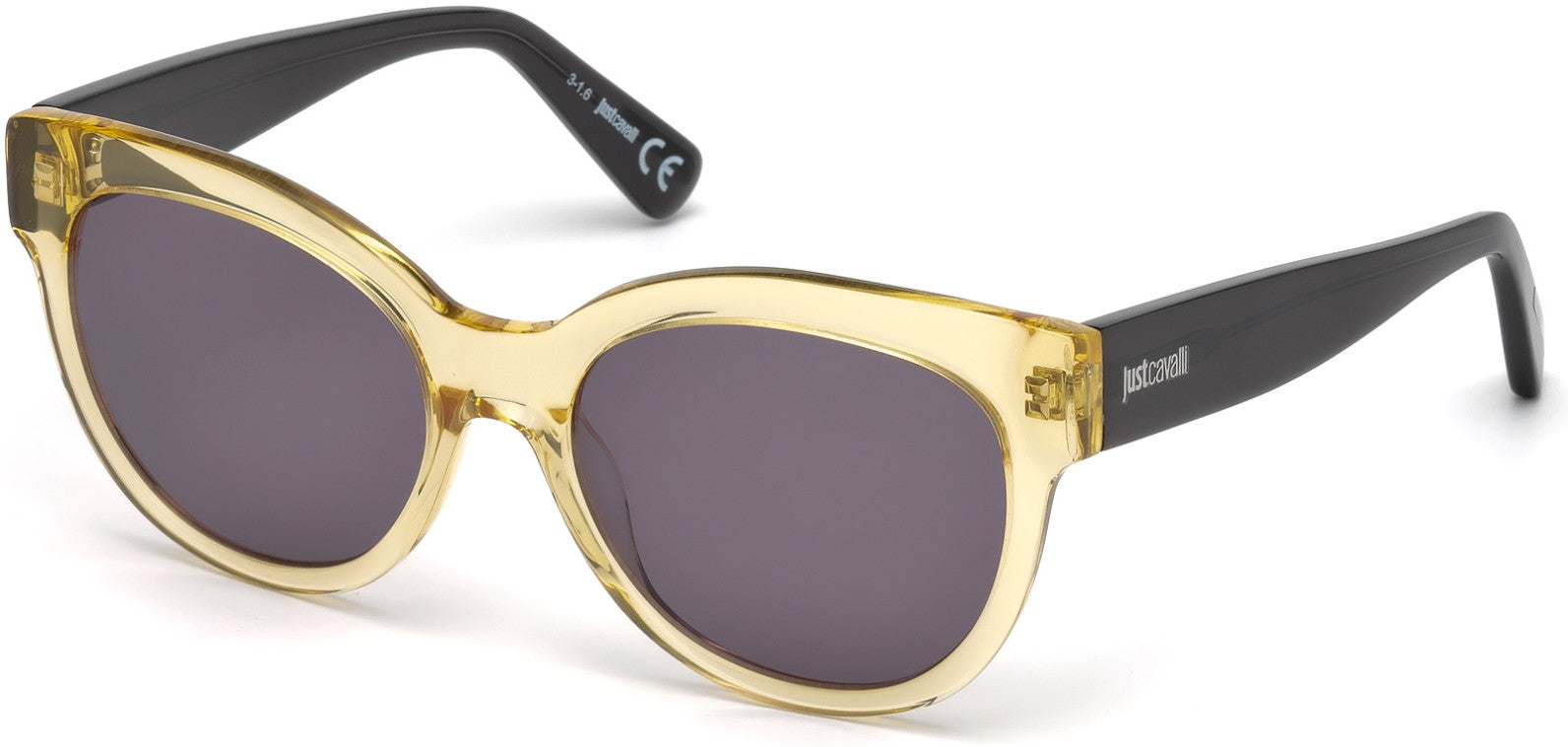 Just Cavalli JC760S Geometric Sunglasses 39A-39A - Shiny Yellow / Smoke