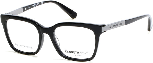 Kenneth Cole New York,Kenneth Cole Reaction KC0255 Geometric Eyeglasses 001-001 - Shiny Black